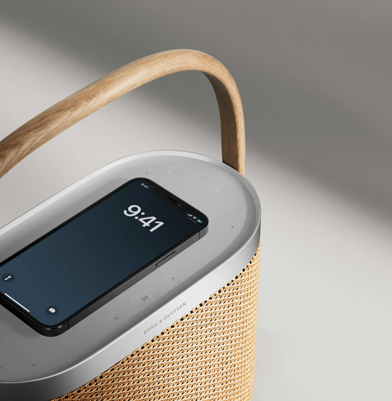 Beosound A5, an intricately designed portable speaker.